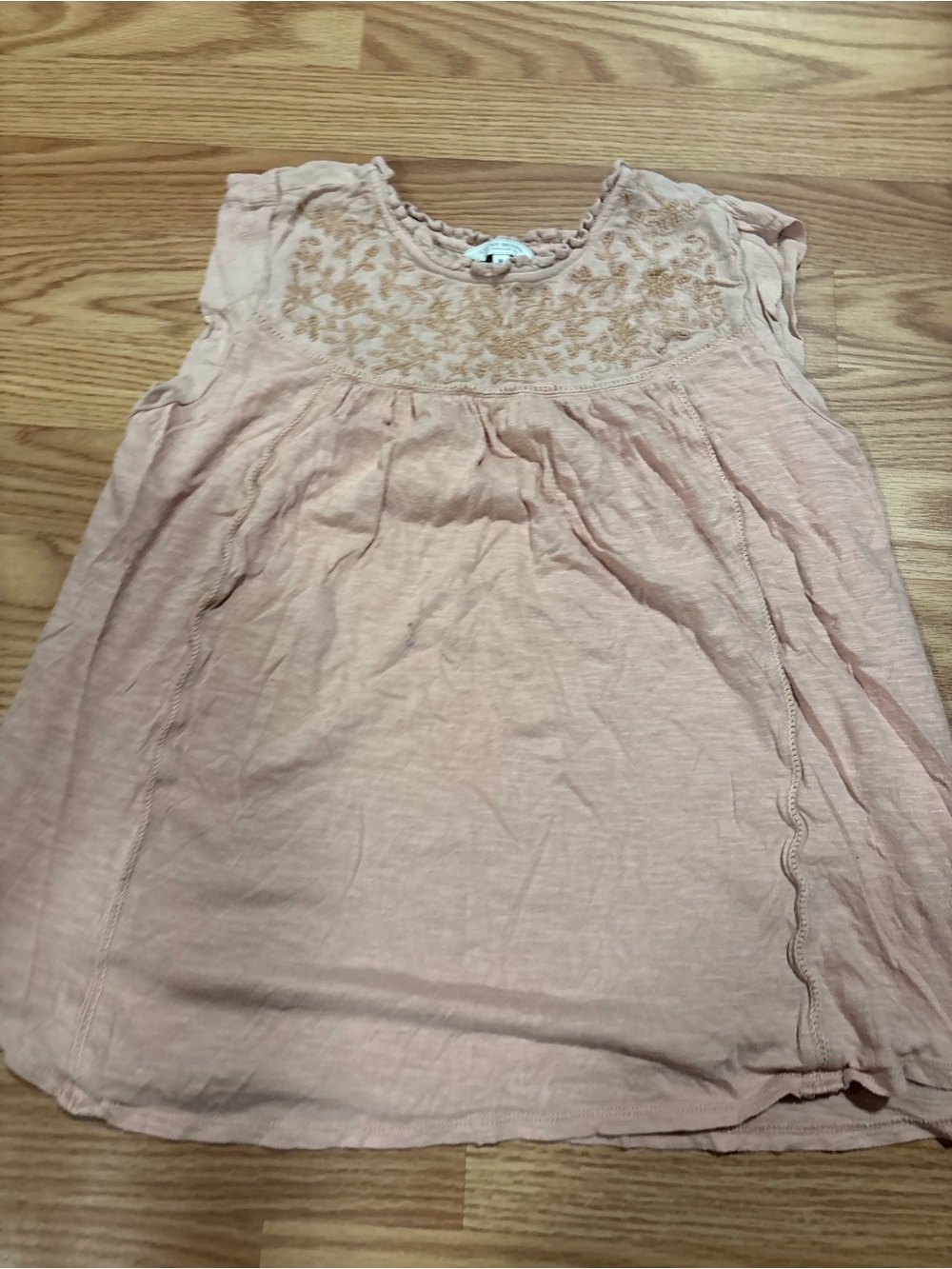 Lucky Brand Blush Pink Embroidered Cap-Sleeve Top size medium